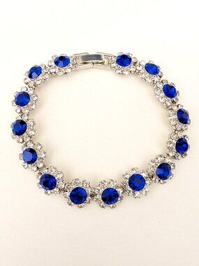 Faux sapphire and faux diamond bracelet
